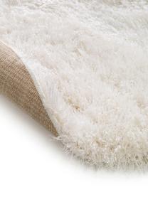 Tapis rond blanc poils longs Lea, Blanc