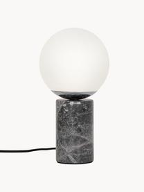 Petite lampe à poser avec pied en marbre Lilly, Blanc crème, gris, marbré, Ø 15 x haut. 29 cm
