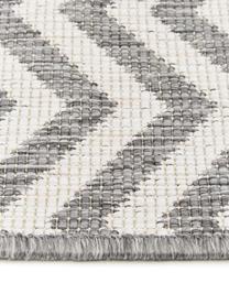 Tapis intérieur extérieur réversible, imprimé zigzag Palma, Gris, crème