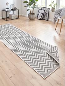 Tapis intérieur extérieur réversible, imprimé zigzag Palma, Gris, crème