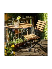 Halbrunder balkontafel Parklife, Tafelblad: geolied acaciahout, Frame: verzinkt en gepoedercoat , Zwart, acaciahoutkleurig, 85 x 75 cm