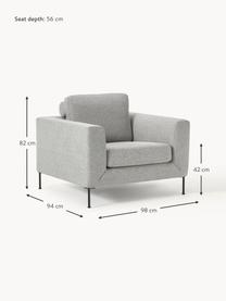 Sofa-Sessel Cucita, Bezug: Webstoff (100% Polyester), Gestell: Massives Kiefernholz, FSC, Beine: Metall, lackiert, Webstoff Grau, B 98 x T 94 cm