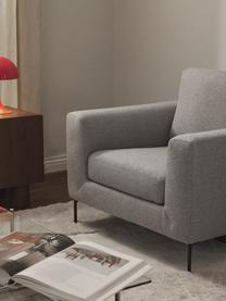 Sofa fauteuil Cucita, Bekleding: geweven stof (100% polyes, Frame: massief grenenhout, berke, Poten: gelakt metaal Dit product, Geweven stof grijs, B 98 x D 94 cm
