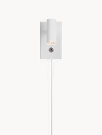 Applique piccola a LED luce regolabile con spina Omari, Paralume: metallo rivestito, Bianco, Larg. 7 x Alt. 12 cm