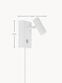 Kleine dimbare LED wandlamp Omari met stekker, Lampenkap: gecoat metaal, Wit, B 7 x H 12 cm