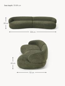 Sofa Alba (4-Sitzer) aus Teddy-Bouclé, Bezug: 100 % Polyester Der strap, Gestell: Massives Fichtenholz, Kie, Teddy-Bouclé Dunkelgrün, B 326 x T 112 cm