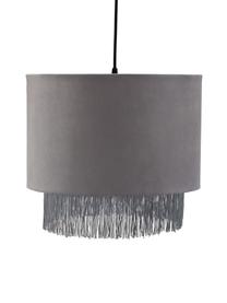 Hanglamp Noble Reverie met fluwelen lampenkap, Lampenkap: fluweel, Baldakijn: kunststof, Grijs, Ø 38 x H 33 cm