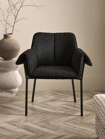 Bouclé fauteuils Effekt in zwart, 2 stuks, Bekleding: 100% polyester, Poten: gecoat metaal, Bouclé zwart, B 73 cm x D 54 cm