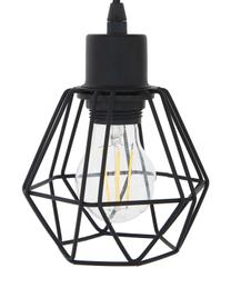 Plafondlamp Townshend van hout, Baldakijn: gelakt staal, Zwart, rubberhout, B 55 x H 36 cm