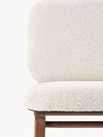 Fotel wypoczynkowy Bouclé Shenay, Tapicerka: bouclé (100% poliester) D, Biały bouclé, drewno białego dębu lakierowane na ciemnobrązowo, S 65 x G 82 cm