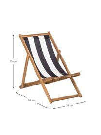 Transat pliable en bois Zoe, Blanc, bleu, larg. 59 x prof. 91 cm