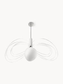 Lampada a sospensione grande Dela, Paralume: vetro, Bianco, argentato, Ø 21 x Alt. 26 cm