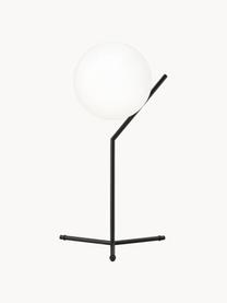 Lampa stołowa ze szkła dmuchanego z funkcją przyciemniania IC Lights, Stelaż: stal powlekana, Czarny, biały, S 32 x W 53 cm