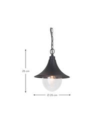 Lampada a sospensione da esterno Berna, Paralume: alluminio verniciato a po, Nero, trasparente, Ø 26 x Alt. 91 cm