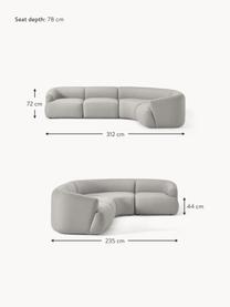 Canapé d'angle modulable 4 places Sofia, Tissu gris, larg. 318 x prof. 235 cm
