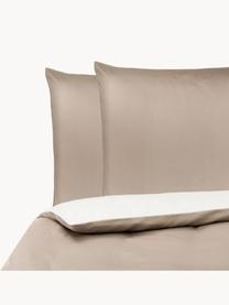 Baumwollsatin-Wendebettwäsche Julia, Webart: Satin Fadendichte 250 TC,, Beige, Cremeweiß, 240 x 220 cm + 2 Kissen 80 x 80 cm