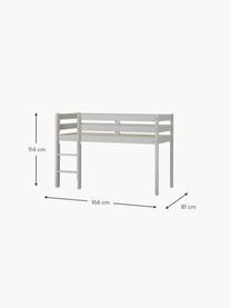 Halfhoog kinderbed Eco Comfort van grenenhout, 70 x 160 cm, Massief grenenhout, FSC-gecertificeerd, multiplex, Grijs, B 70 x B 160 x H 114 cm