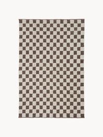 Handgewebter Teppich Penton mit Hoch-Tief-Effekt, 100 % Baumwolle, Cremeweiss, Dunkelbraun, B 170 x L 240 cm (Grösse M)