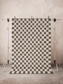 Handgewebter Teppich Penton mit Hoch-Tief-Effekt, 100 % Baumwolle, Cremeweiß, Dunkelbraun, B 170 x L 240 cm (Größe M)