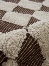 Alfombra artesanal texturizada Penton, 100% algodón, Blanco crema, marrón oscuro, An 170 x L 240 cm (Tamaño M)