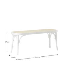 Banc en cannage Franz, Blanc, larg. 110 x haut. 47 cm