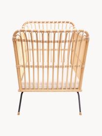 Lettino per bambini in rattan fatto a mano Frederick, Gambe: acciaio rivestito, Materasso: nucleo in cocco, lana di , Beige, bianco latte, Larg. 60 x Lung. 120 cm