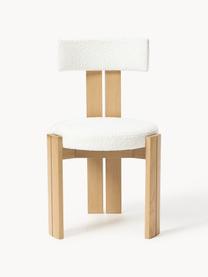 Chaise rembourrée en bouclette Katya, Bouclette blanche, bois de chêne laqué, larg. 49 x prof. 51 cm
