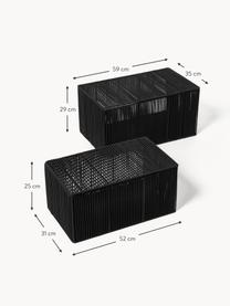Ručne tkané úložné škatuľky Gabe, 2 ks, Čierna, Súprava s rôznymi veľkosťami
