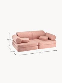 Modulares Kinder-Spielsofa Sugar aus Teddy, handgefertigt, Teddy Hellrosa, B 132 x T 79 cm