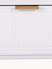Konsola z drewna z ryflowaną szufladą Janette, Korpus: płyta pilśniowa średniej , Drewno naturalne lakierowane na biało, odcienie złotego, S 85 x W 77 cm