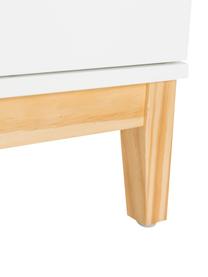 Nachttisch Buca mit Schubladen, Beine: Eichenholz, Beine: Eiche Korpus und Fronten: Weiss, matt, B 40 x H 45 cm