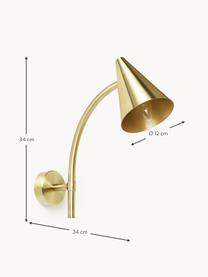 Metall-Wandleuchte Arturo, Metall, Goldfarben, B 12 x T 34 cm