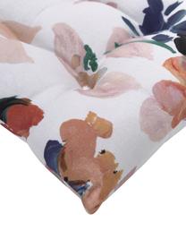 Cuscino sedia in cotone fantasia con stampa floreale Flo, Rivestimento: 100% cotone, Multicolore, Larg. 40 x Lung. 40 cm
