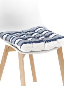 Cojín de asiento de algodón con flecos Raja, Tapizado: 100% algodón, Blanco crema, azul, An 40 x L 40 cm