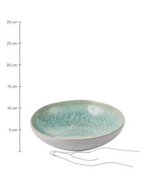 Handbeschilderde serveerschaal Areia met reactief glazuur, Ø 22 cm, Keramiek, Mintkleurig, gebroken wit, beige, Ø 22 x H 5 cm