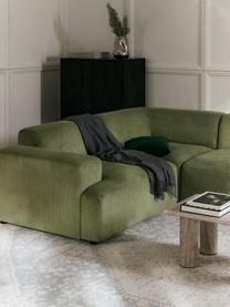 Großes Ecksofa Melva (4-Sitzer) aus Cord, Bezug: Cord (92 % Polyester, 8 %, Gestell: Massives Kiefernholz, Spe, Füße: Kunststoff Dieses Produkt, Cord Olivgrün, B 339 x T 220 cm, Eckteil links