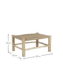 Mesa de centro de madera de teca Lampok, Estructura: madera de teca, Asiento: fibra sintética, Beige, An 80 x Al 40 cm