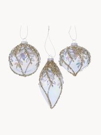 Adornos navideños Noella, 12 uds., Vidrio, Dorado, transparente, Ø 8 x Al 14 cm
