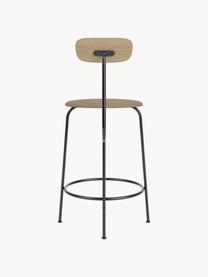 Tabouret de bar en cuir Afteroom, Cuir beige, bois, cadre noir, larg. 48 x long. 91 cm