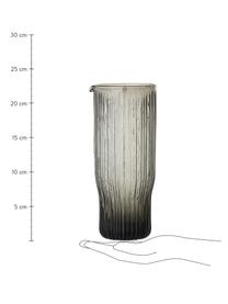 Carafe à eau avec relief rainuré Ronja, 1 L, Verre, Gris, haut. 23 cm, 1 l