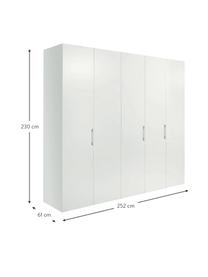 Drehtürenschrank Madison 5-türig, inkl. Montageservice, Korpus: Holzwerkstoffplatten, lac, Weiss, Ohne Spiegeltür, B 252 x H 230 cm