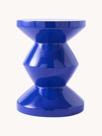 Tavolino rotondo Zig Zag, Plastica laccata, Blu elettrico, Ø 36 x Alt. 46 cm