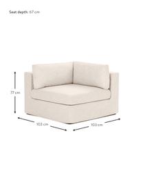 Módulo de esquina sofá Russell, desenfundable, Tapizado: 100% algodón Alta resiste, Tapizado: relleno de espuma, Estructura: madera contrachapada de p, Patas: plástico, Tejido beige claro, An 103 x F 103 cm