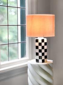 Stolní lampa s šachovnicovým vzorem Check, Světle růžová, bílá, černá, Ø 25 cm, V 42 cm