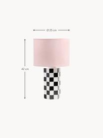 Lampe à poser motif à damier Check, Rose pastel, blanc, noir, Ø 25 x haut. 42 cm