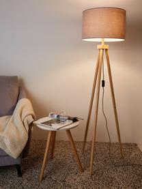 Tripod Stehlampe Grand Coziness mit Holzfuss, Lampenschirm: Stoff, Grau, Holz, Ø 51 x H 147 cm