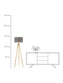 Lámpara de pie tripode Grand Coziness, Pantalla: tela, Cable: cubierto en tela, Gris, madera, Ø 51 x Al 147 cm
