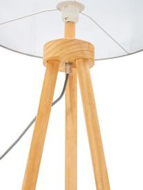 Tripod Stehlampe Grand Coziness mit Holzfuss, Lampenschirm: Stoff, Grau, Holz, Ø 51 x H 147 cm