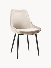 Fluwelen stoelen Sierra, 2 stuks, Bekleding: polyester fluweel, Poten: gelakt metaal, Fluweel lichtbeige, zwart, B 49  x D 55 cm