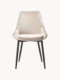 Fluwelen stoelen Sierra, 2 stuks, Bekleding: polyester fluweel, Poten: gelakt metaal, Fluweel lichtbeige, zwart, B 49  x D 55 cm